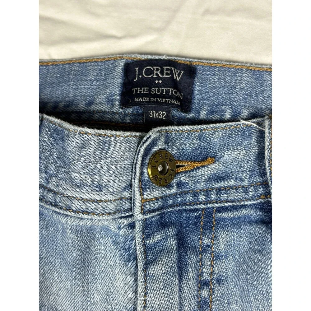 J.Crew The Sutton Jeans Mens 31x32 Light Wash Straight Stretch Denim Blue
